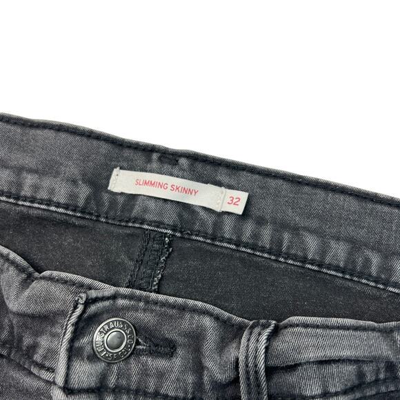 Levi’s Slimming Skinny Jeans Mid Rise Stretch Denim Black Womens 32 - Picture 5 of 7